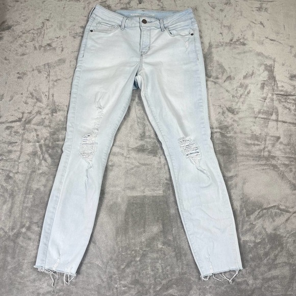 Old Navy Denim - OLD Navy Rockstar Light Washed Distressed Mid Rise Stretch Denim Jeans Womens 6